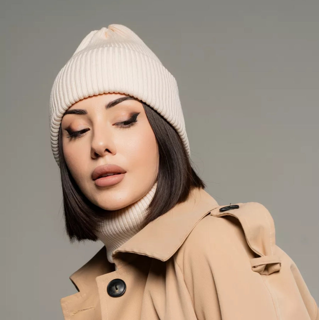 Wool beanie women Winter knit hat cashmere