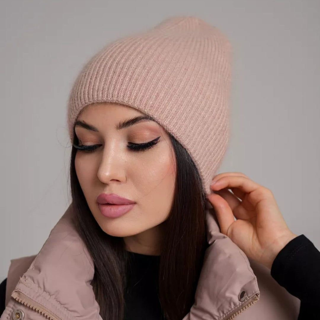 Angora wool beanie women
