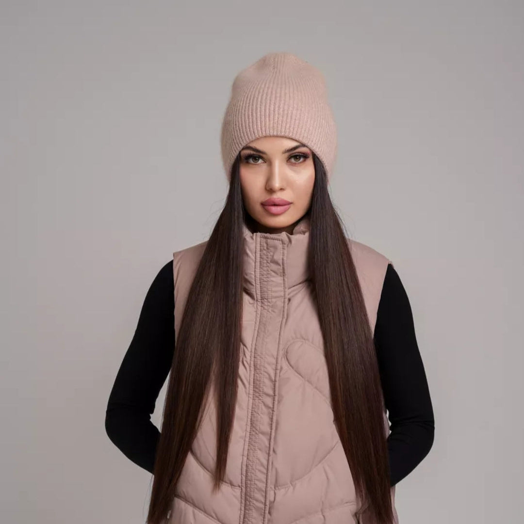 Angora wool beanie women