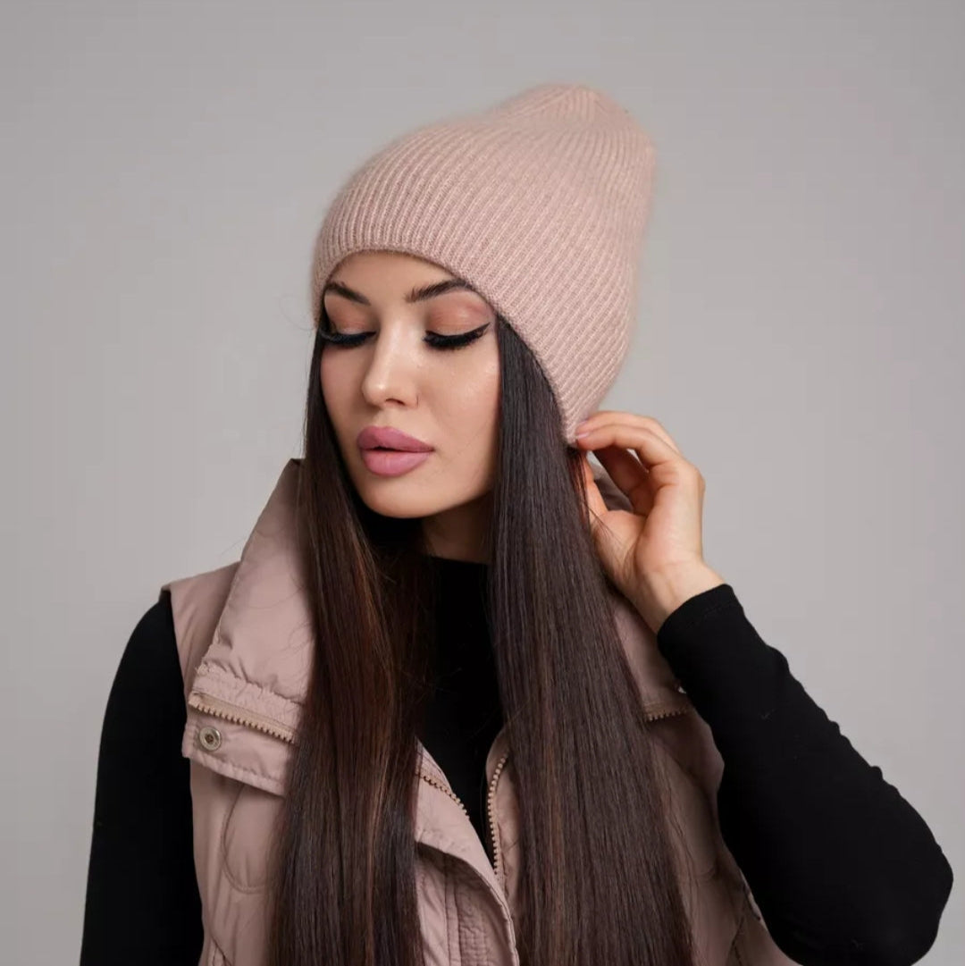 Angora wool beanie women