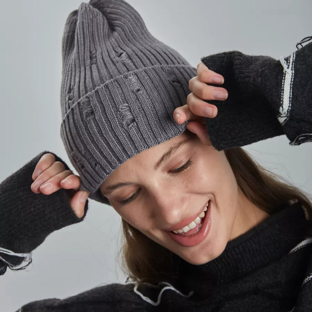 Ribbed unisex winter cotton hat
