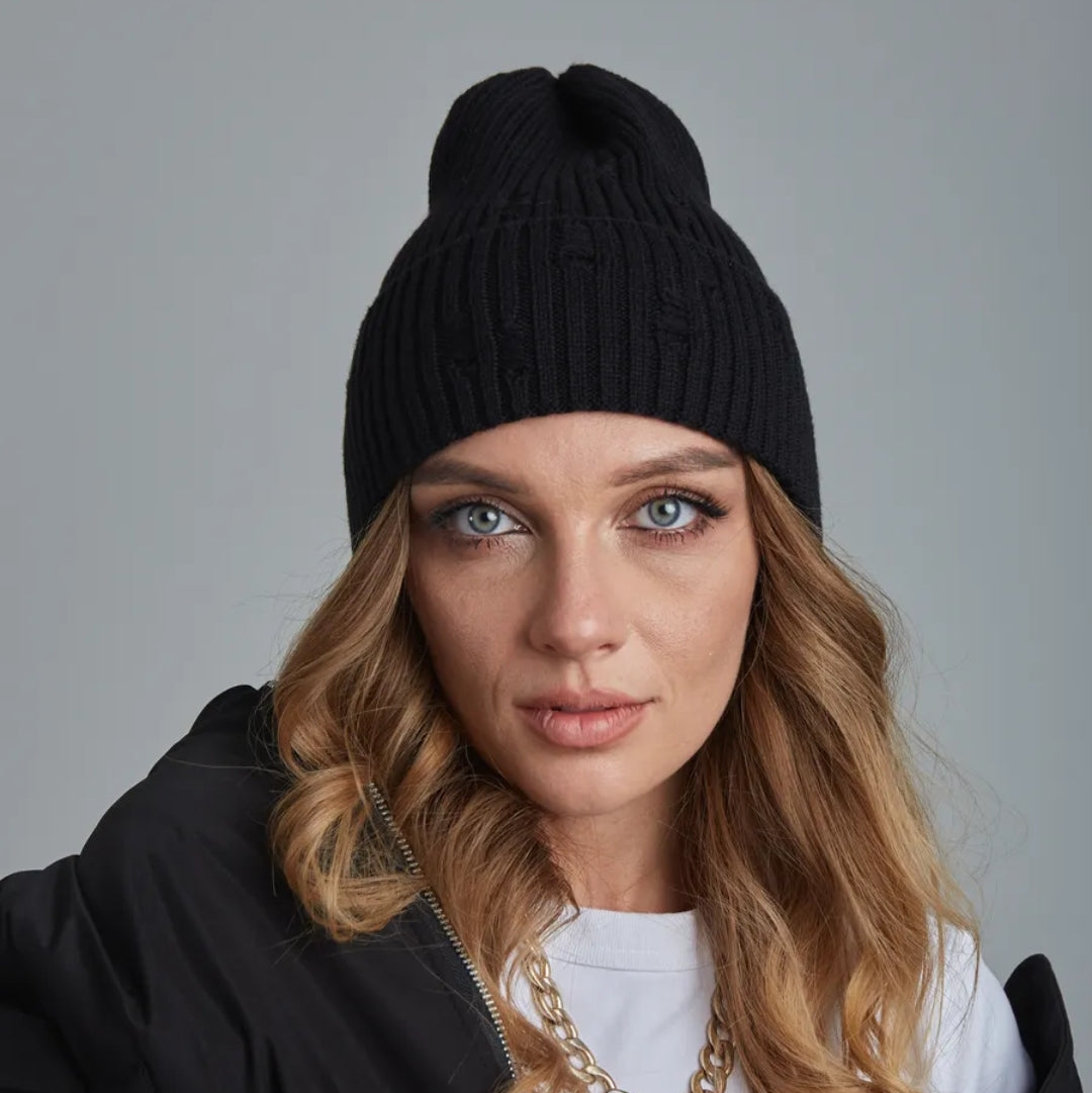 Ribbed unisex winter cotton hat