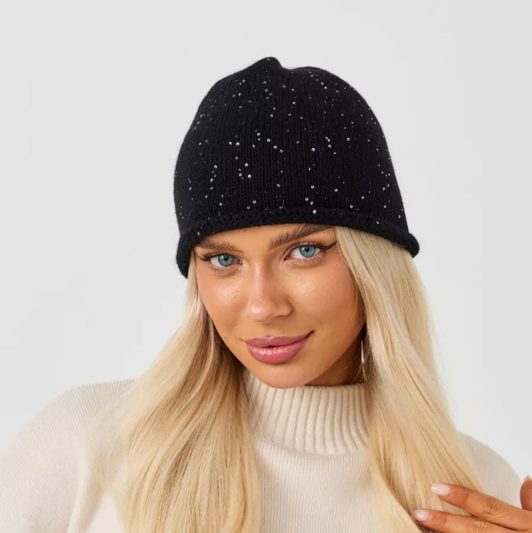 Winter knit angora wool beanie women