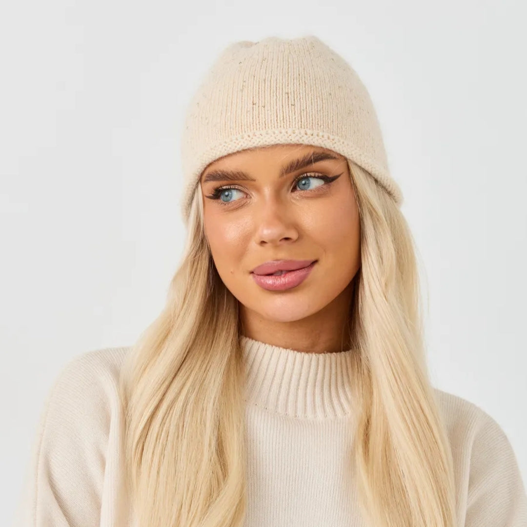 Winter knit angora wool beanie women