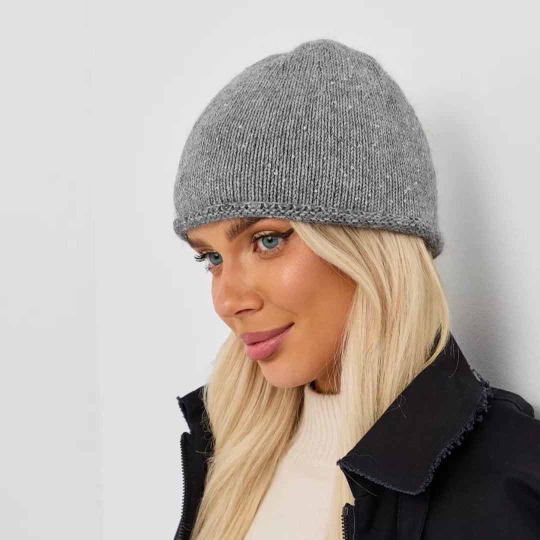 Winter knit angora wool beanie women