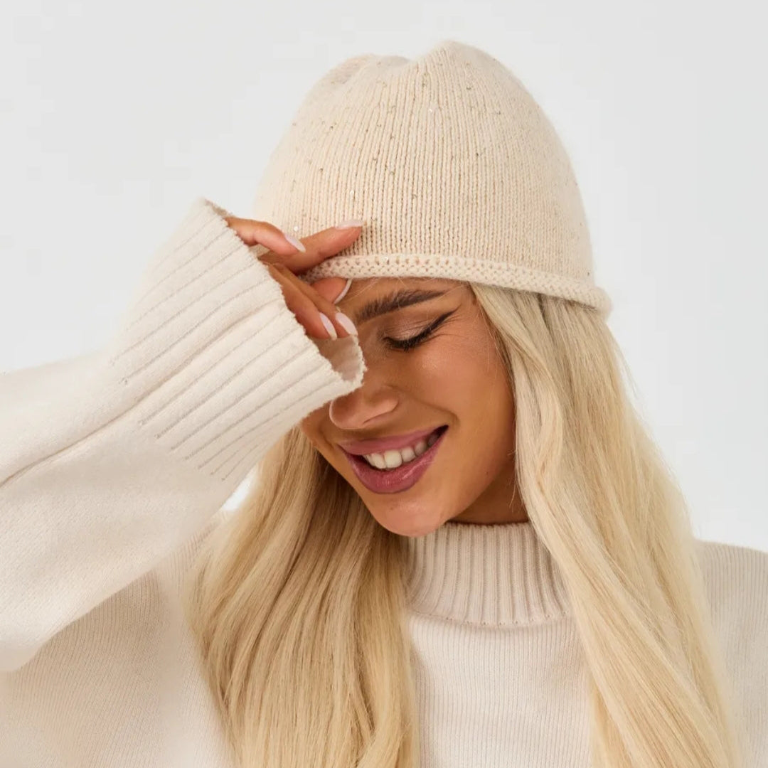 Winter knit angora wool beanie women