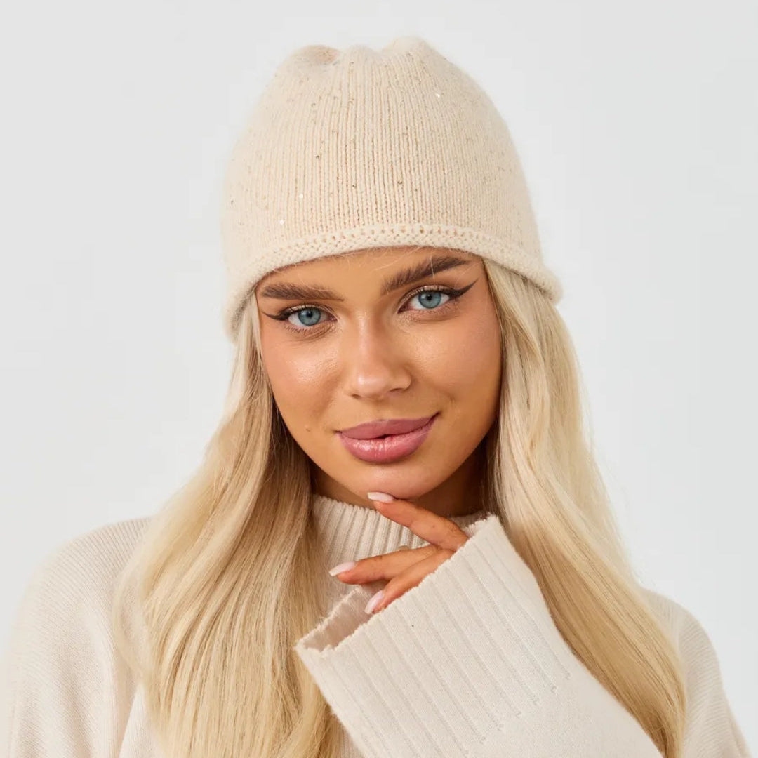 Winter knit angora wool beanie women
