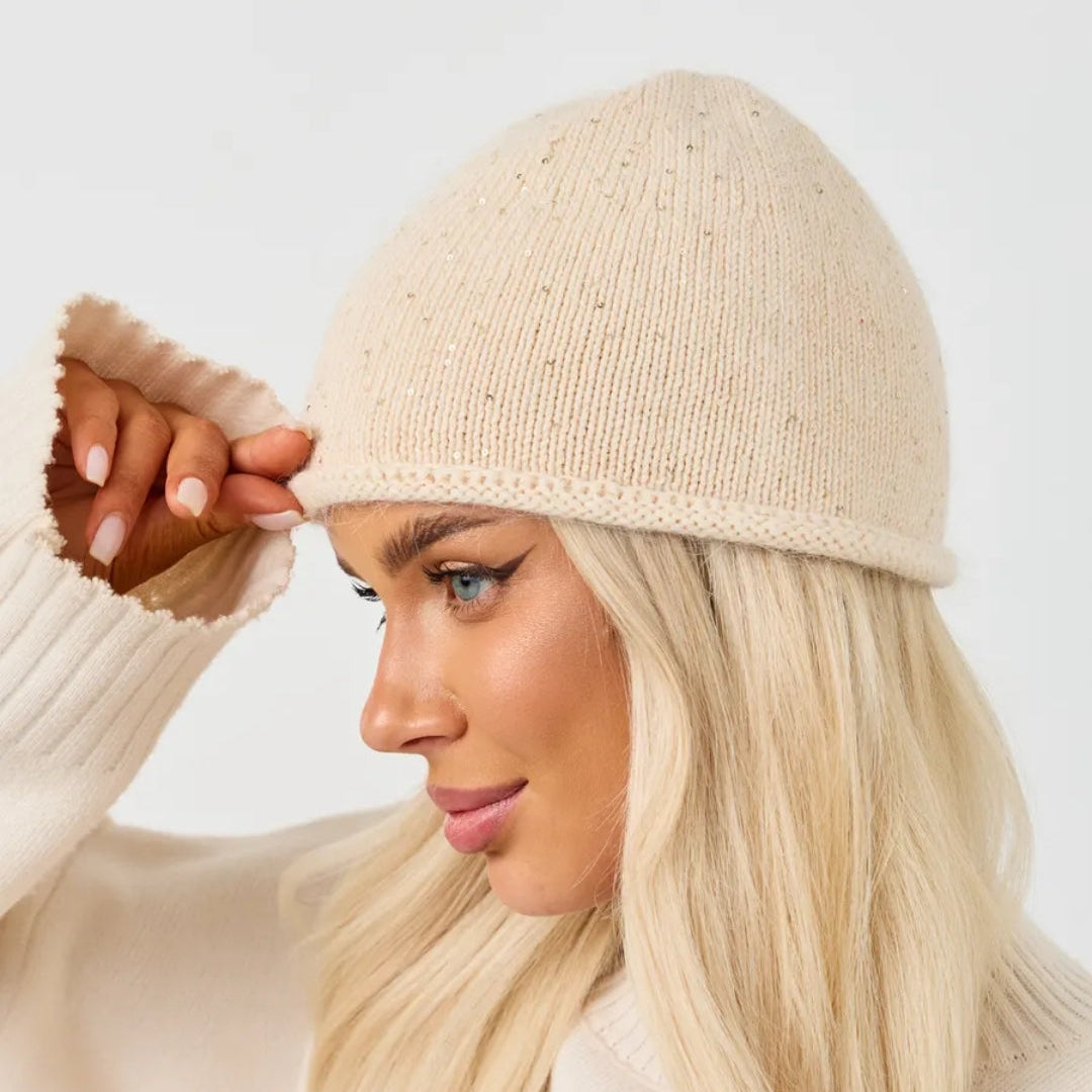 Winter knit angora wool beanie women
