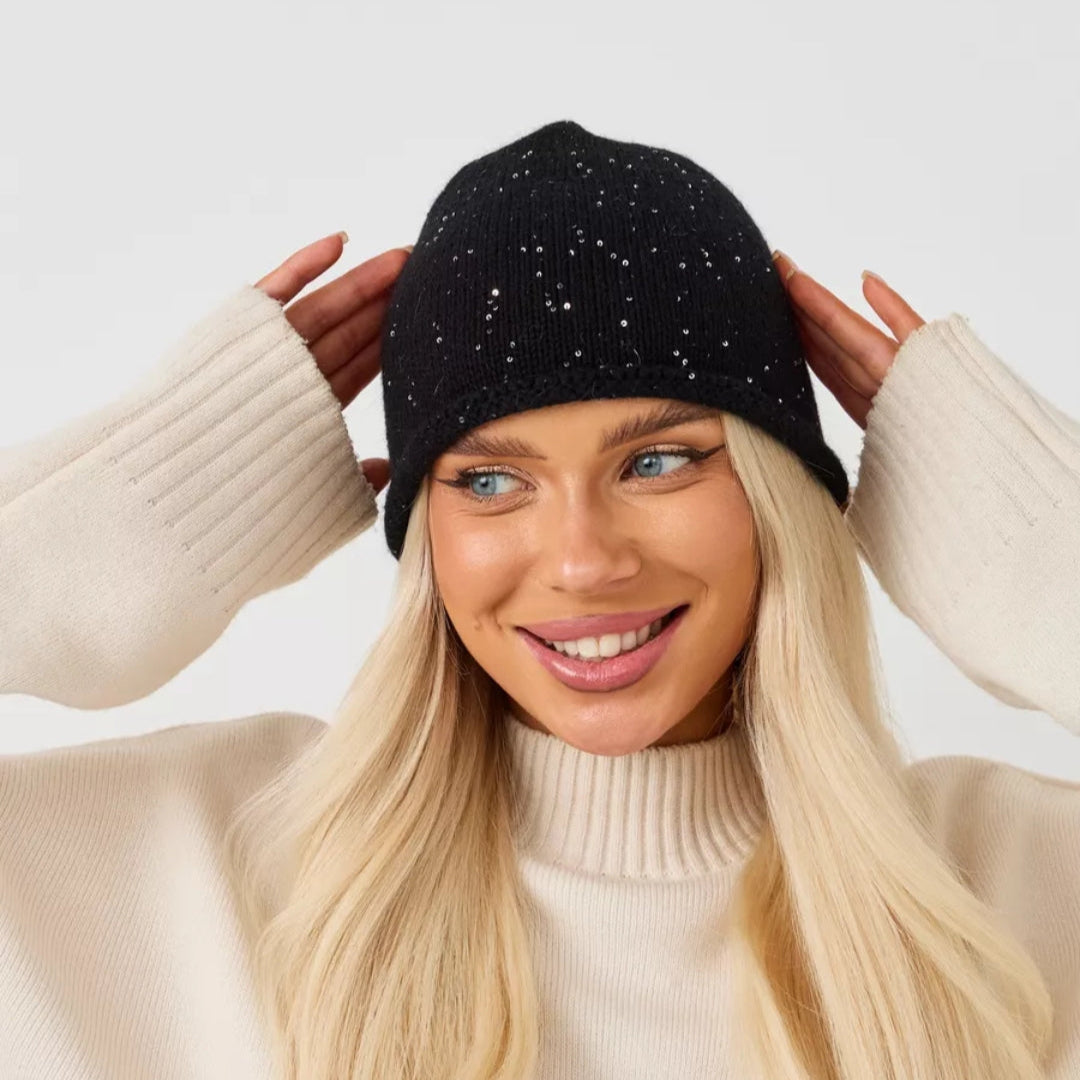 Winter knit angora wool beanie women