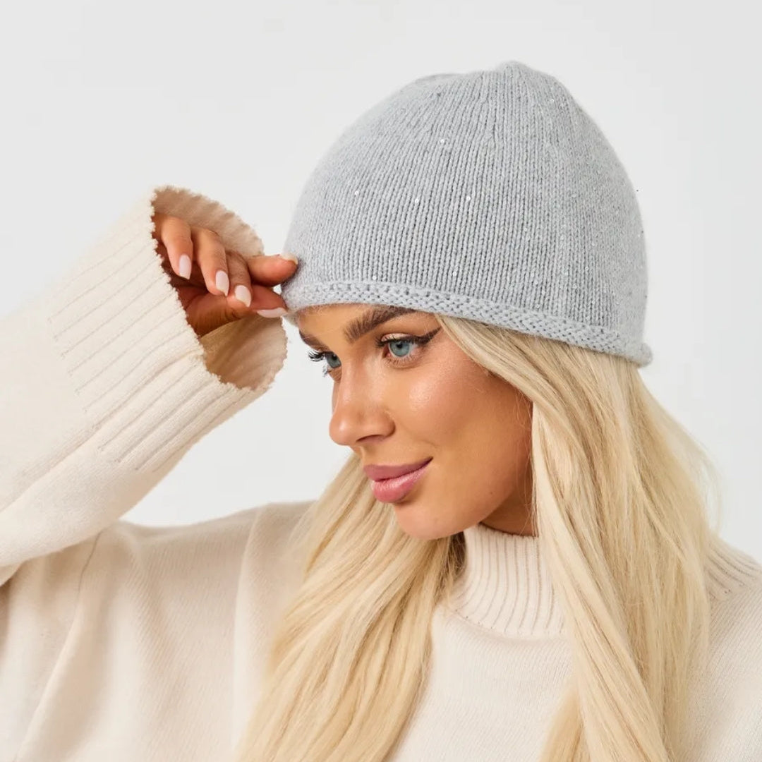 Winter knit angora wool beanie women