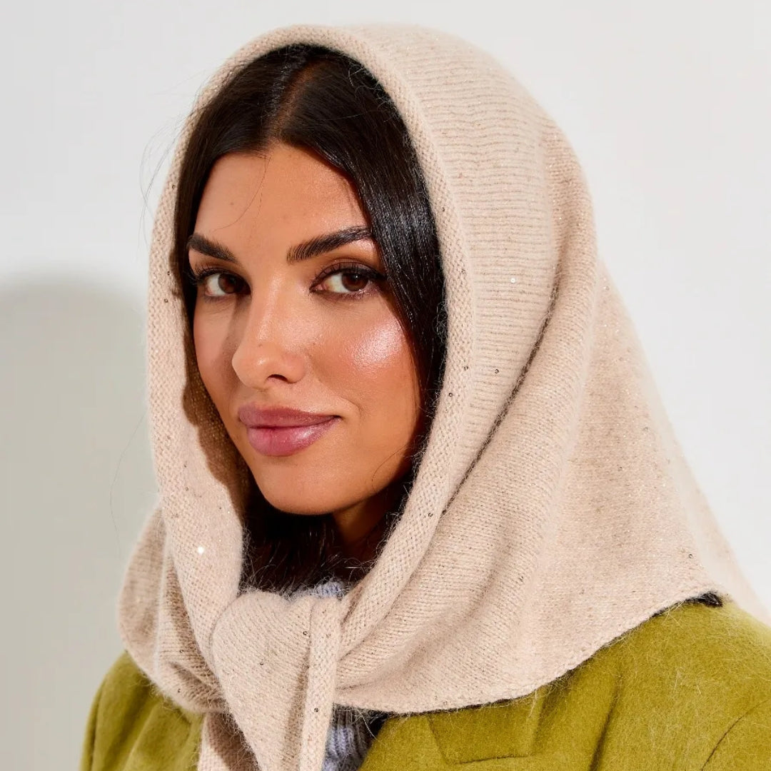 Winter angora wool headscarf woman