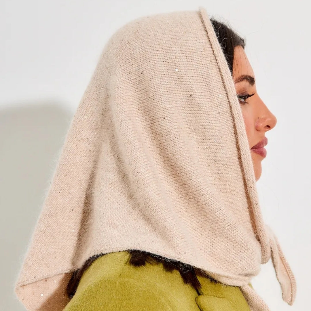 Winter angora wool headscarf woman