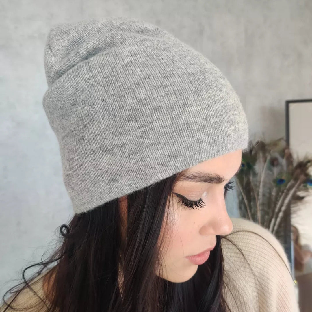 Winter knit angora wool beanie women