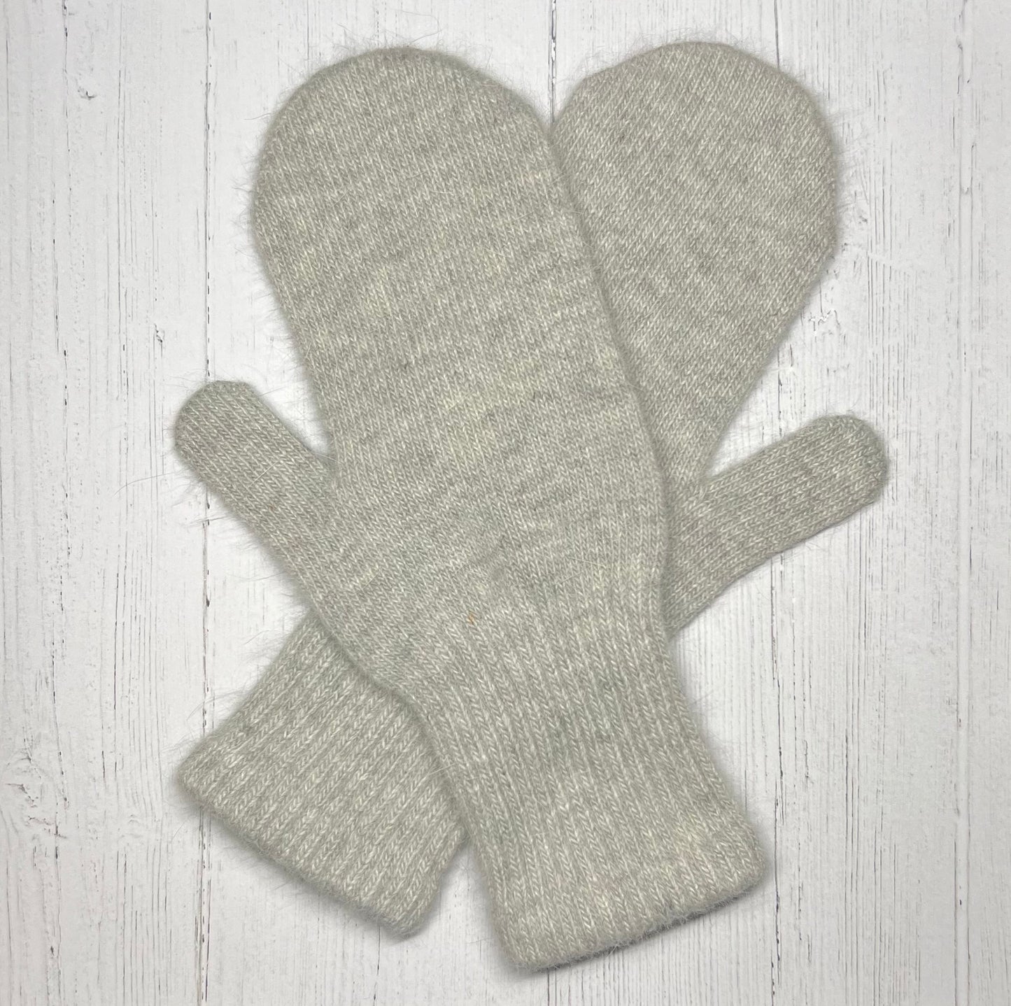 Angora Wool Women Mittens color light grey