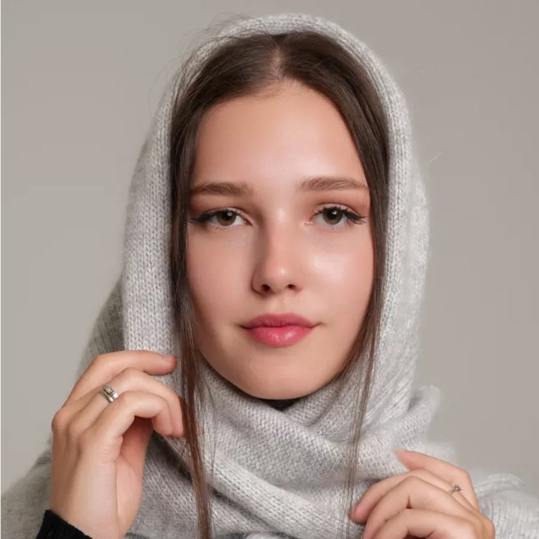 Winter angora wool headscarf women