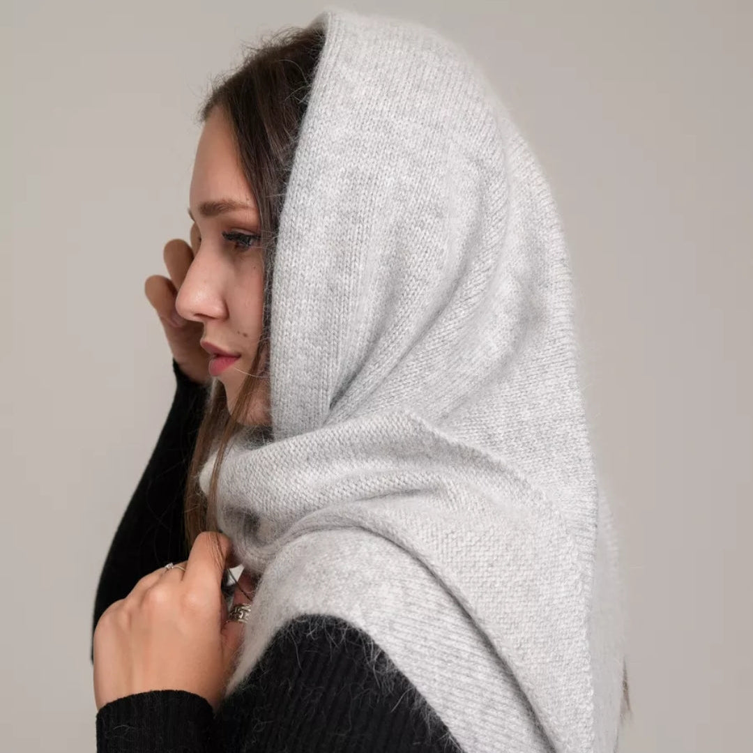 Winter angora wool headscarf women