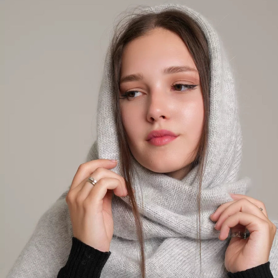 Winter angora wool headscarf women