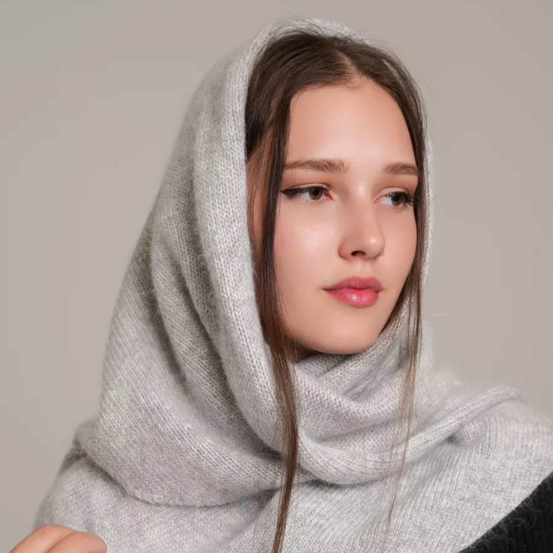 Winter angora wool headscarf women