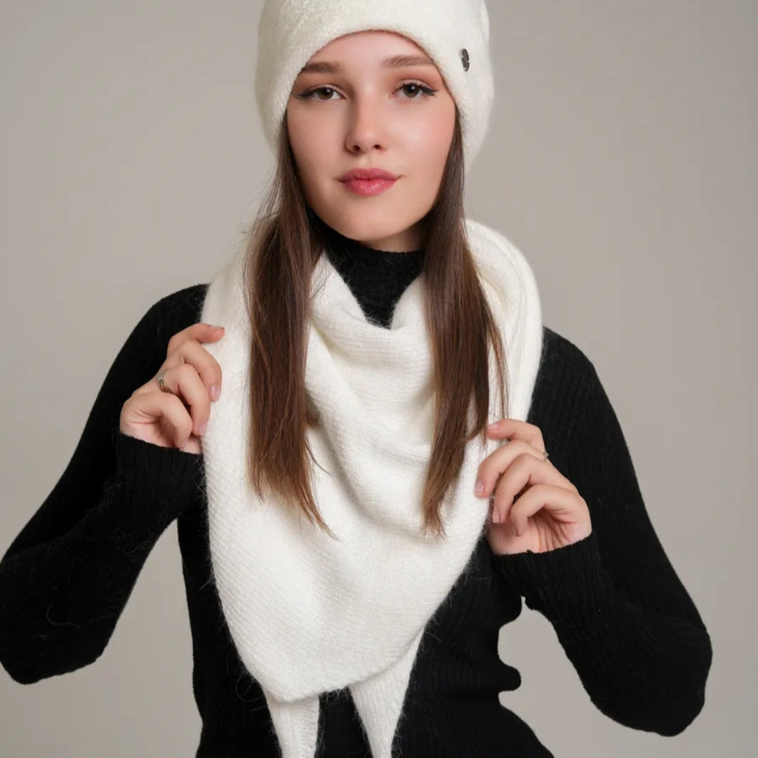 Winter angora wool headscarf women