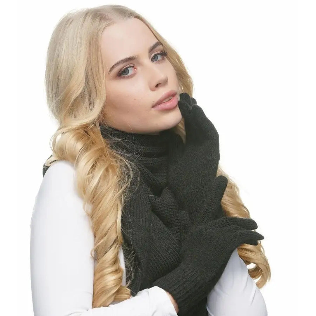 Gloves for women Angora color black