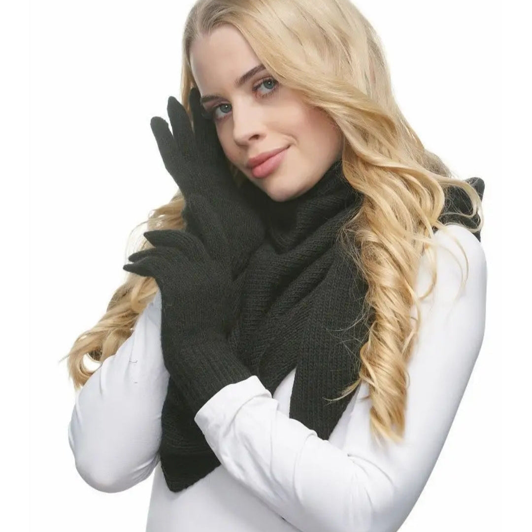 Gloves for women Angora color black