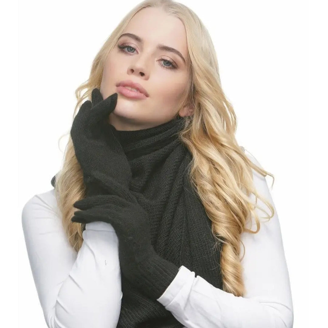 Gloves for women Angora color black