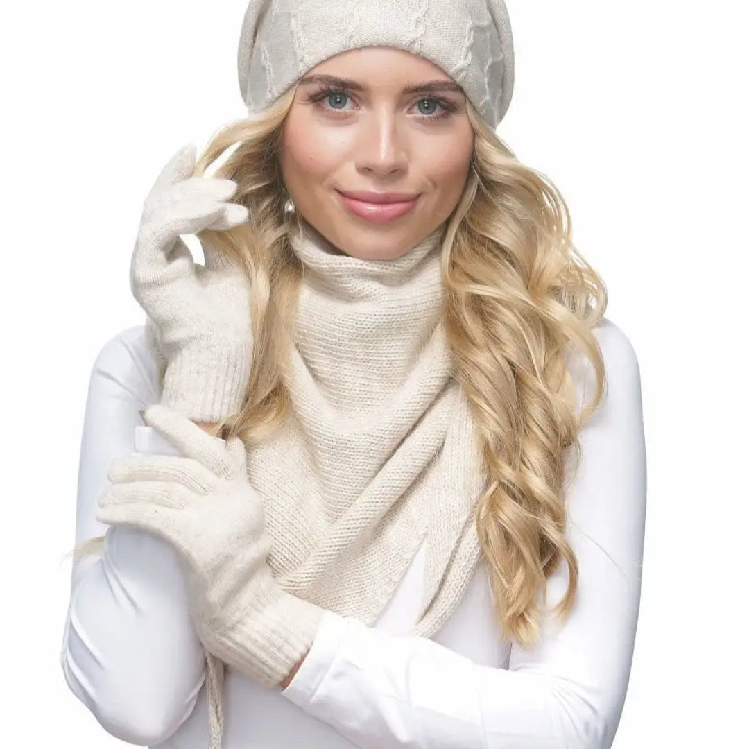 Gloves for women Merino wool color milk