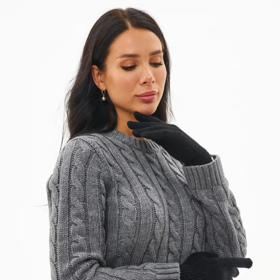 Gloves for women Merino wool color black