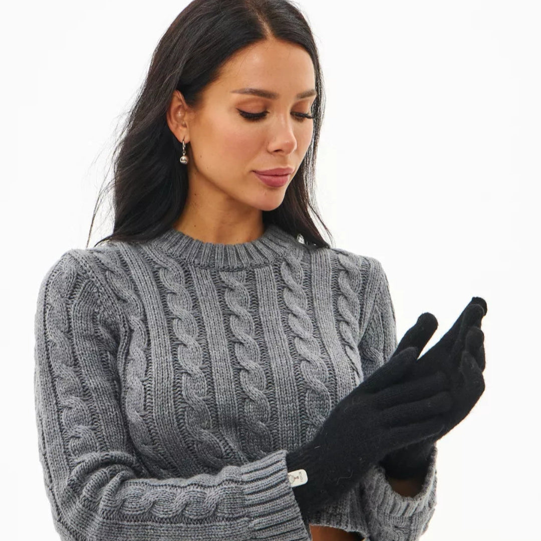 Gloves for women Merino wool color black