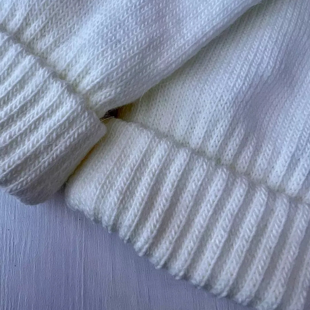 Women's knitted mittens with soft fleece