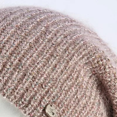 Hat for woman Angora wool color light powder
