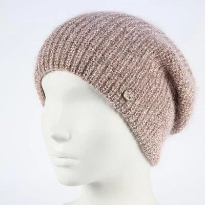 Hat for woman Angora wool color light powder