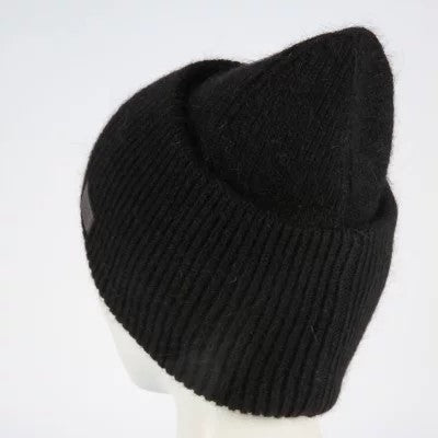 Hat for woman Angora wool color black