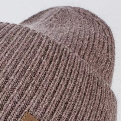 Hat for woman Angora wool color dark bej
