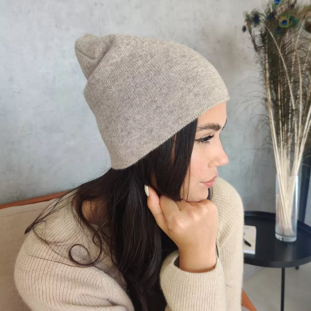 Winter knit angora wool beanie women